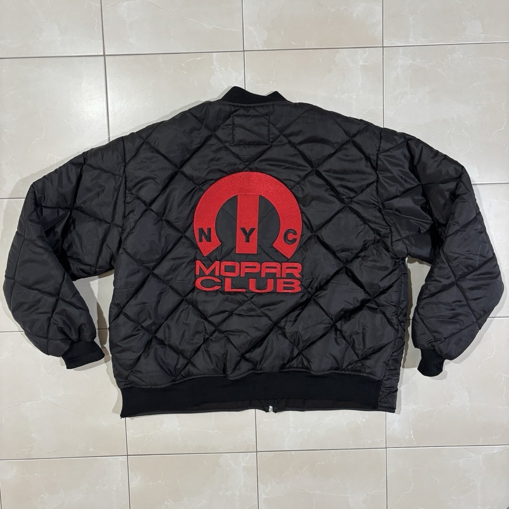 Vintage Mopar Club NYC Varsity Jacket Bomber Men's XL Quilted Racing Car F1 JDM